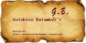 Golobics Balambér névjegykártya